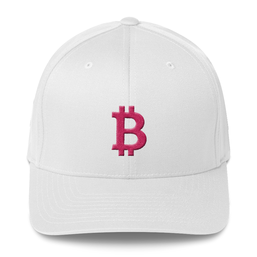 Bitcoin B Flexfit Cap Pink  zeroconfs White S/M 