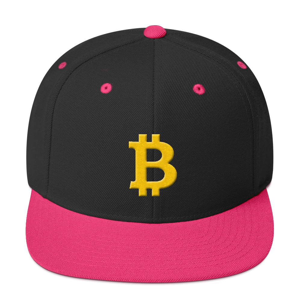Bitcoin B Snapback Hat  zeroconfs Black/ Neon Pink  
