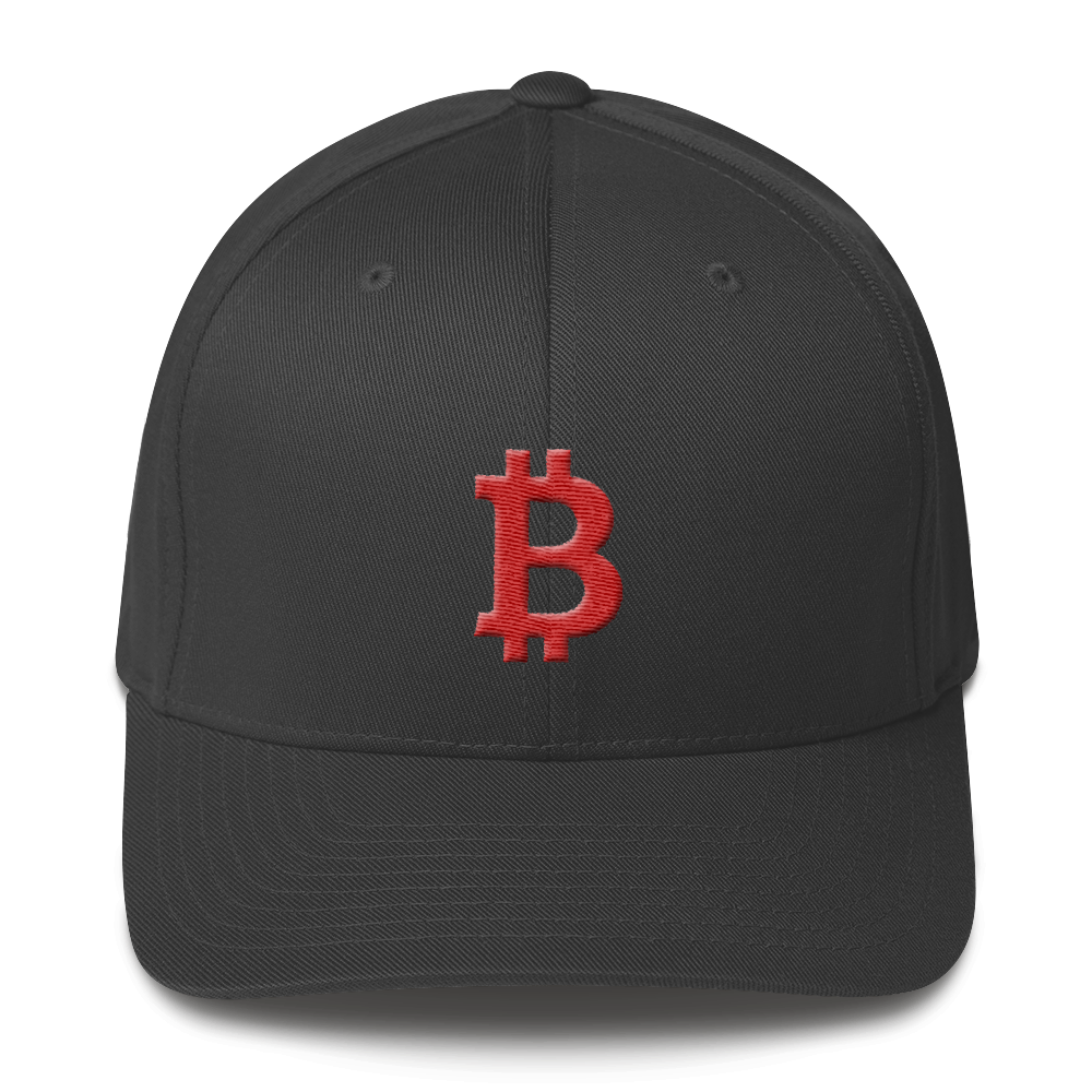 Bitcoin B Flexfit Cap Red  zeroconfs Dark Grey S/M 