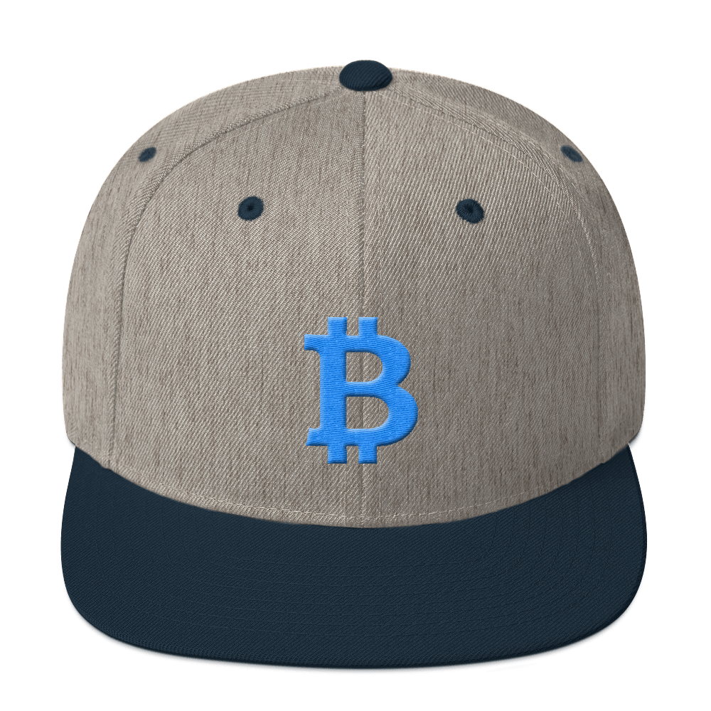 Bitcoin B Snapback Hat Teal  zeroconfs Heather Grey/ Navy  