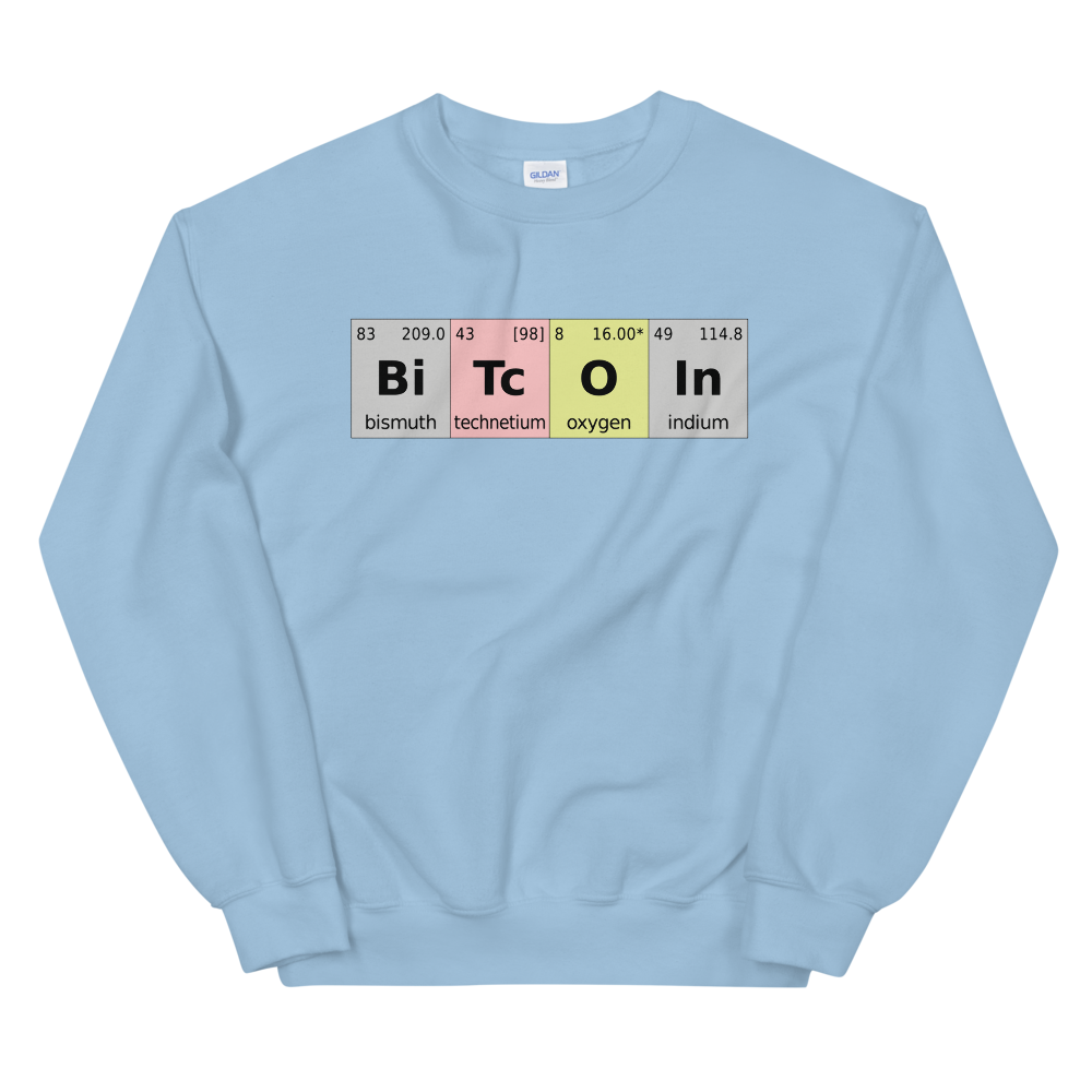 Bitcoin Periodic Table Sweatshirt  zeroconfs Light Blue S 