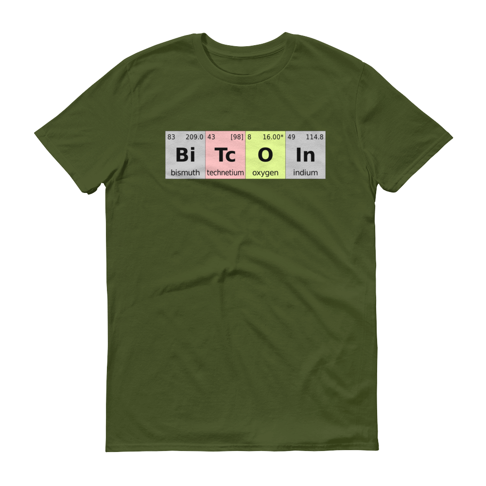 Bitcoin Periodic Table Short-Sleeve T-Shirt  zeroconfs City Green S 