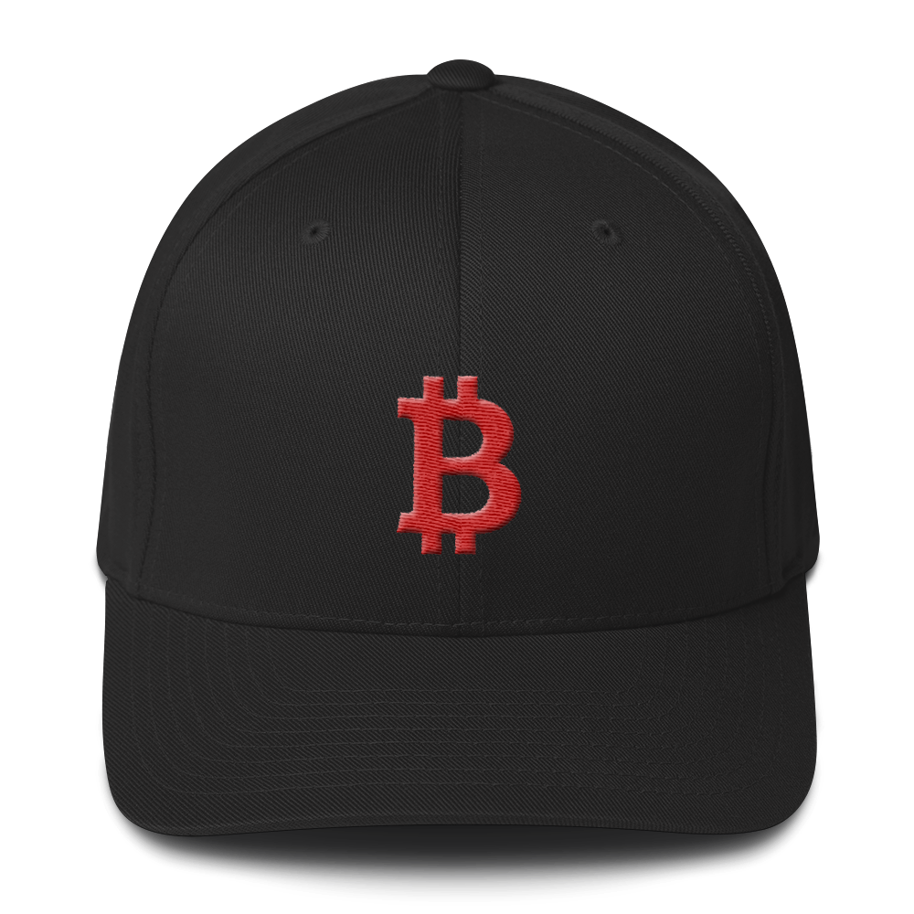 Bitcoin B Flexfit Cap Red  zeroconfs Black S/M 