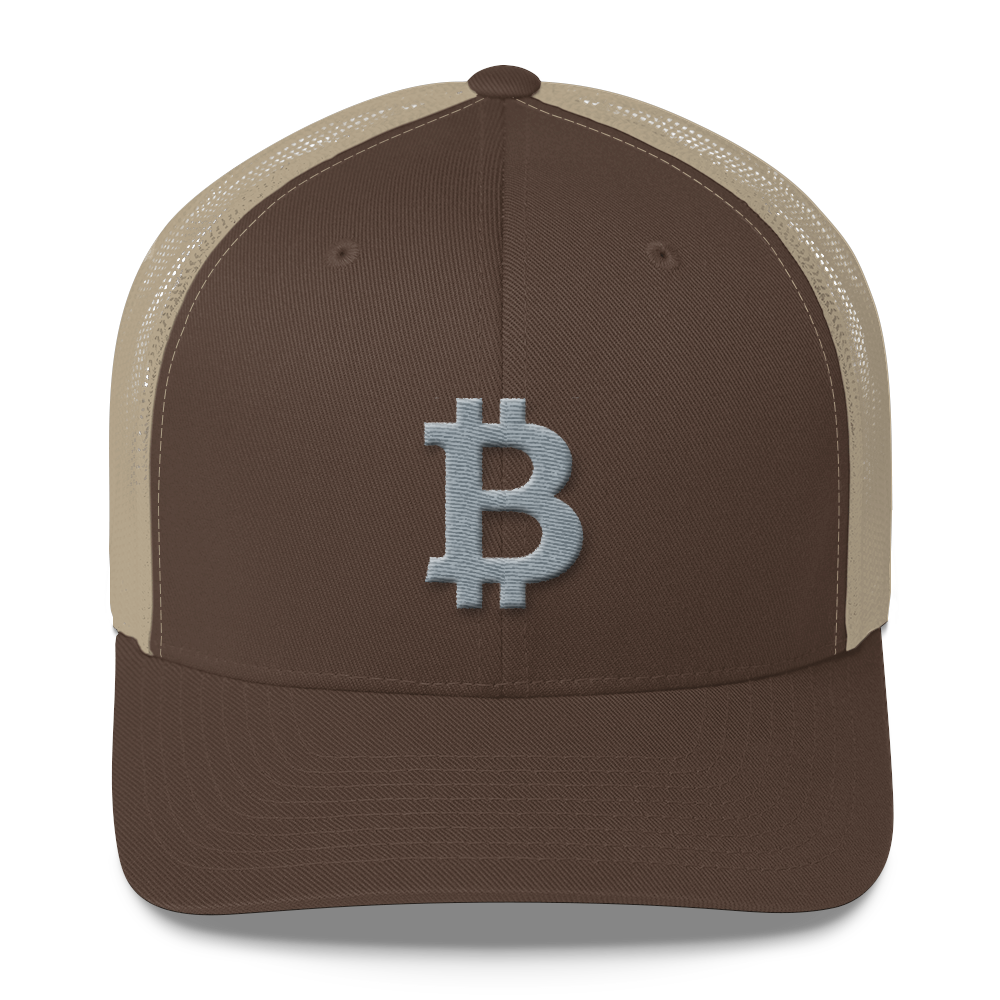 Bitcoin B Trucker Cap Gray  zeroconfs Brown/ Khaki  