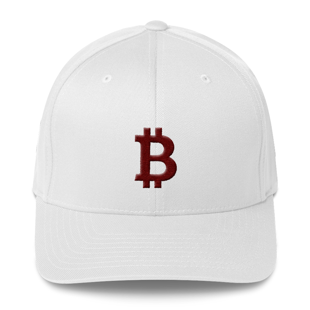 Bitcoin B Flexfit Cap Maroon  zeroconfs White S/M 