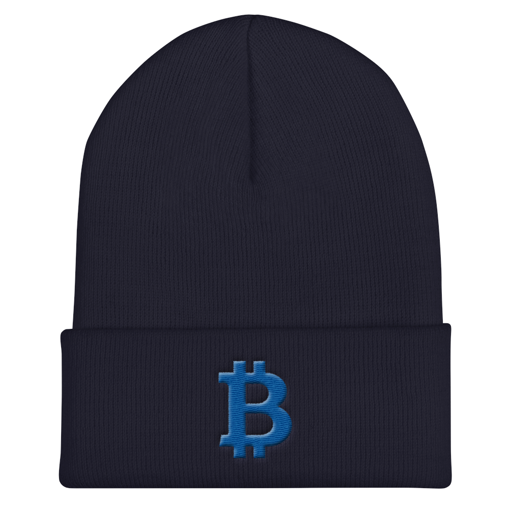 Bitcoin B Cuffed Beanie Blue  zeroconfs Navy  