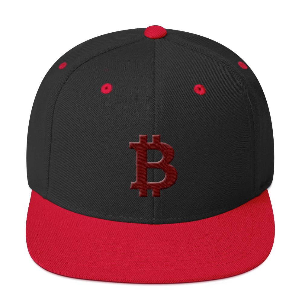 Bitcoin B Snapback Hat Maroon  zeroconfs Black/ Red  
