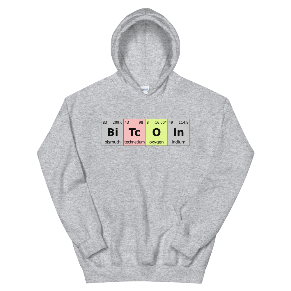 Bitcoin Periodic Table Hooded Sweatshirt  zeroconfs Sport Grey S 
