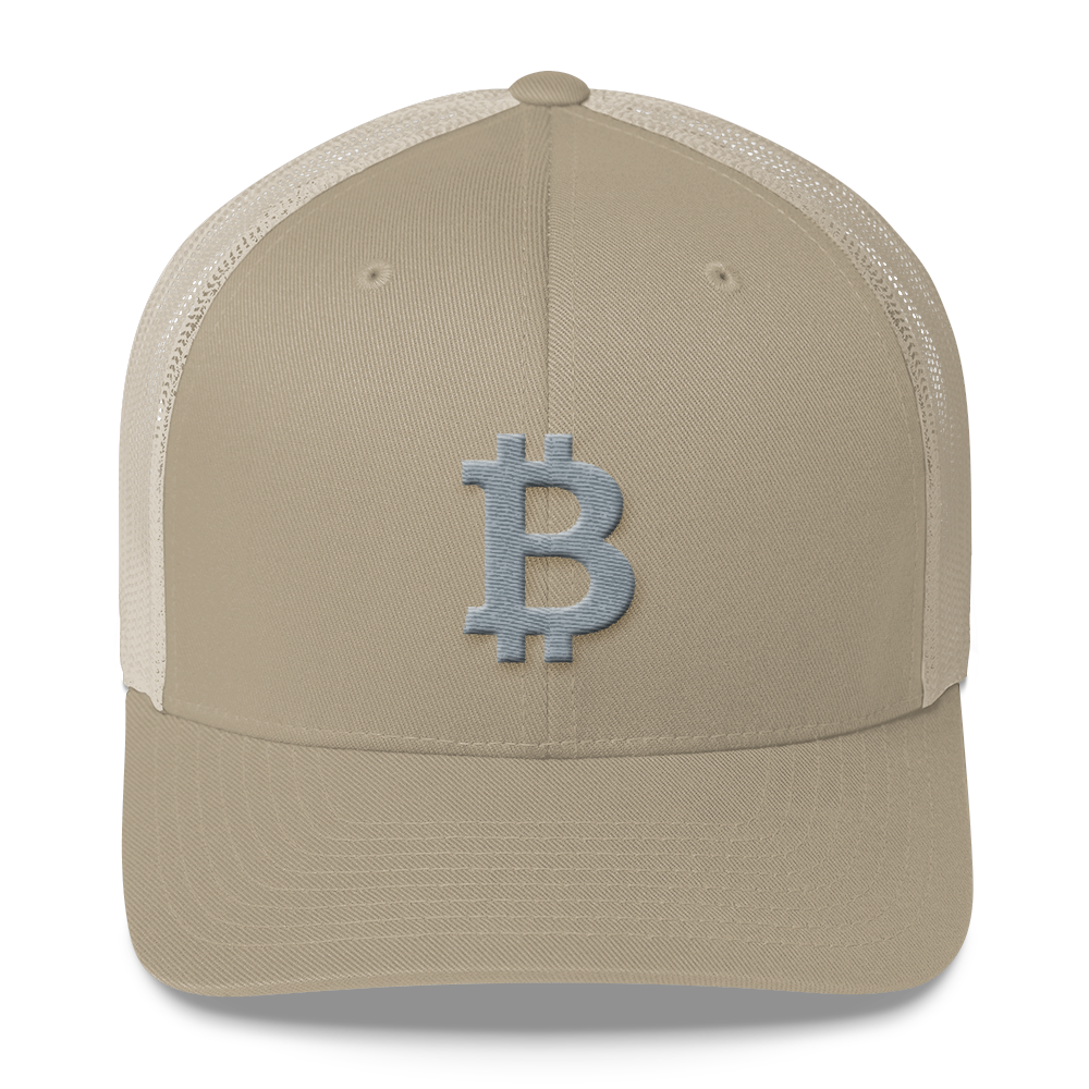 Bitcoin B Trucker Cap Gray  zeroconfs Khaki  