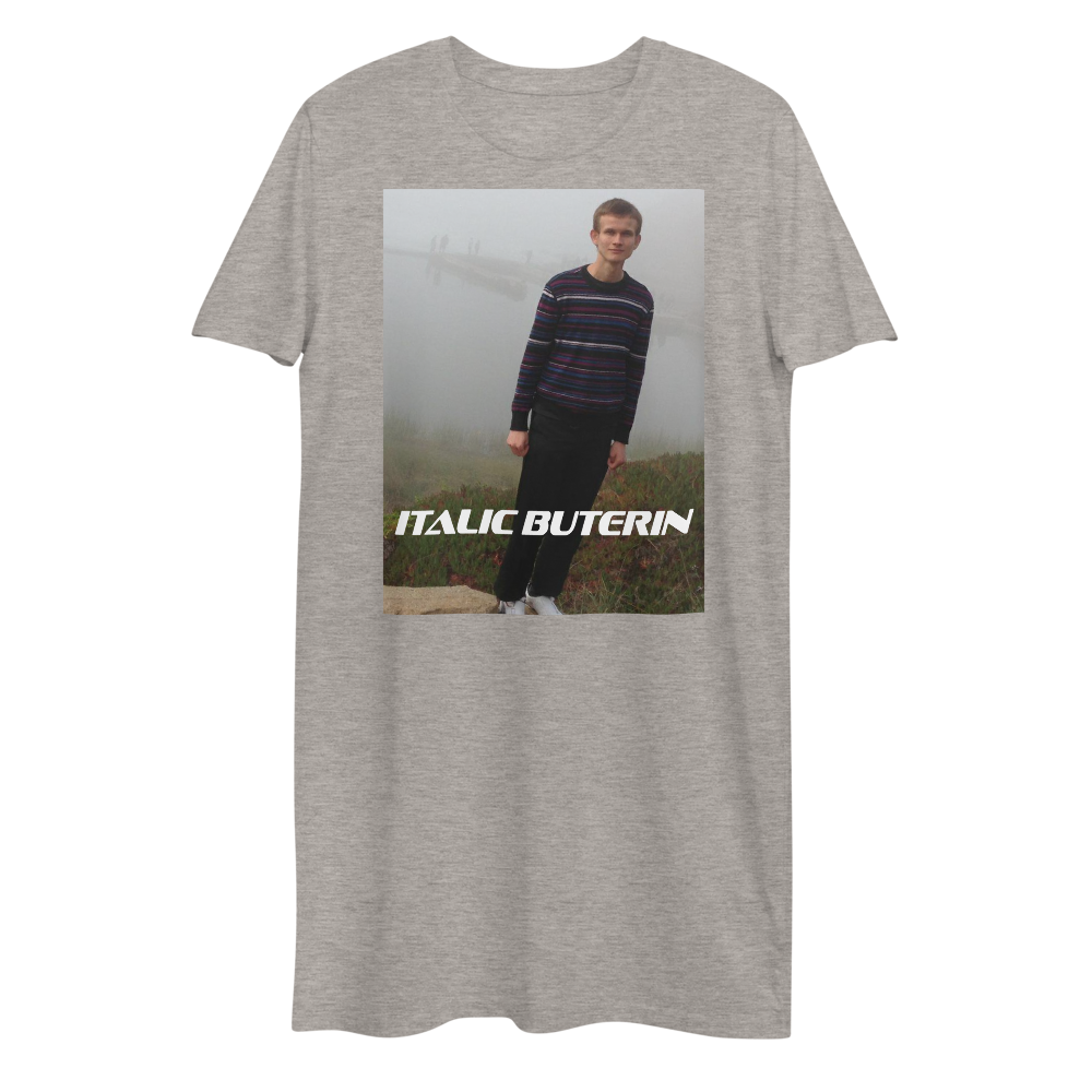 Italic Buterin Ethereum Premium T-Shirt Dress  zeroconfs Heather Grey XS 
