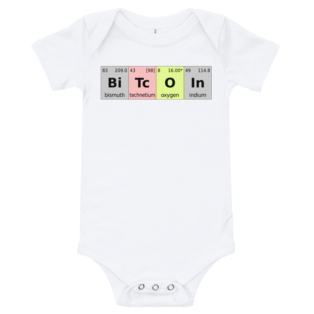 Bitcoin Periodic Table Baby Bodysuit  zeroconfs White 3-6m 