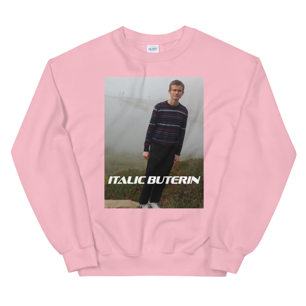 Italic Buterin Ethereum Sweatshirt  zeroconfs Light Pink S 
