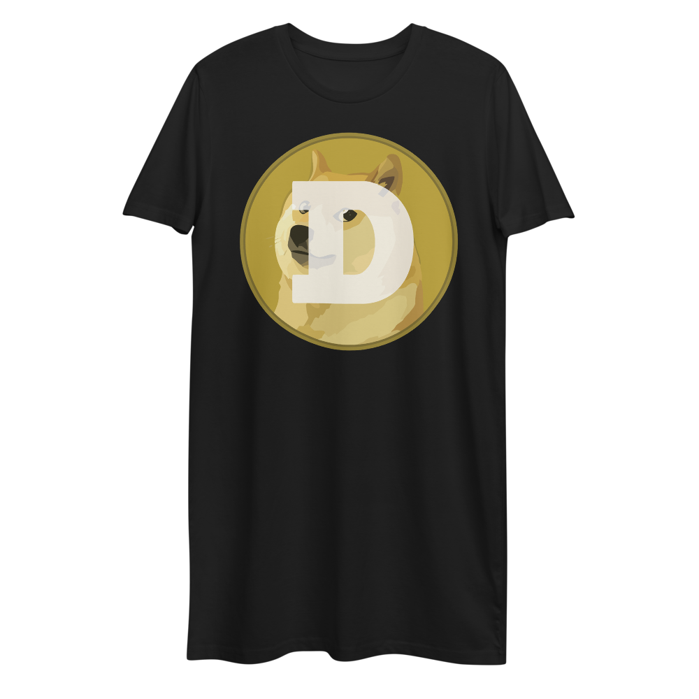 Dogecoin Premium T-Shirt Dress  zeroconfs Black XS 