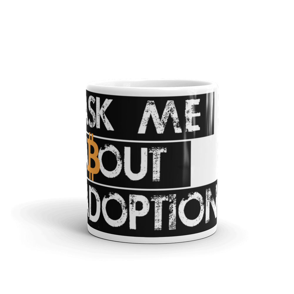 Ask Me About Adoption Bitcoin Coffee Mug  zeroconfs   