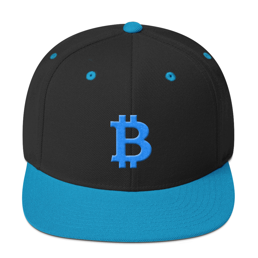 Bitcoin B Snapback Hat Teal  zeroconfs Black/ Teal  