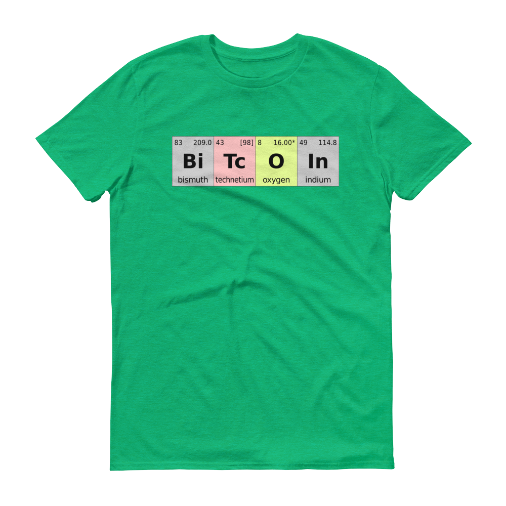 Bitcoin Periodic Table Short-Sleeve T-Shirt  zeroconfs Heather Green S 