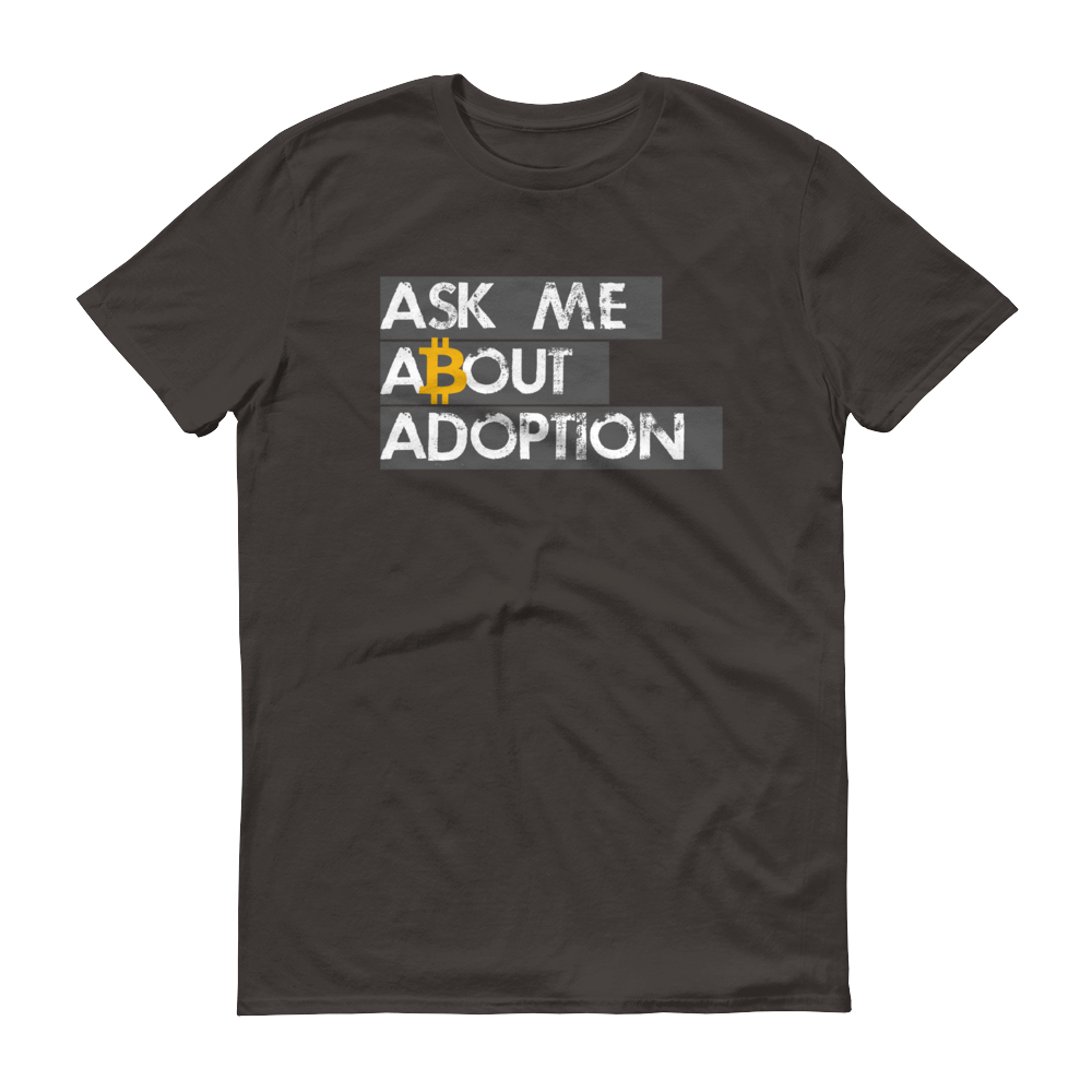 Ask Me About Adoption Bitcoin Short-Sleeve T-Shirt  zeroconfs Smoke S 