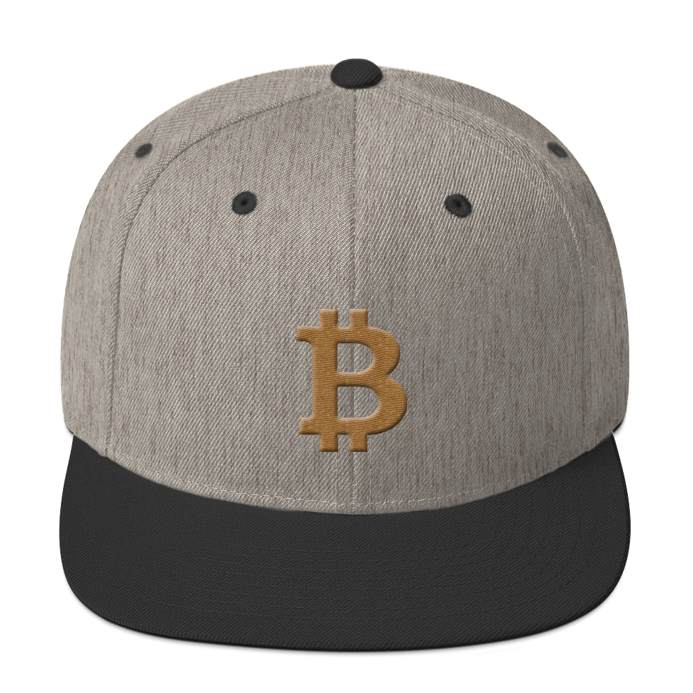 Bitcoin B Snapback Hat Gold  zeroconfs Heather/Black  