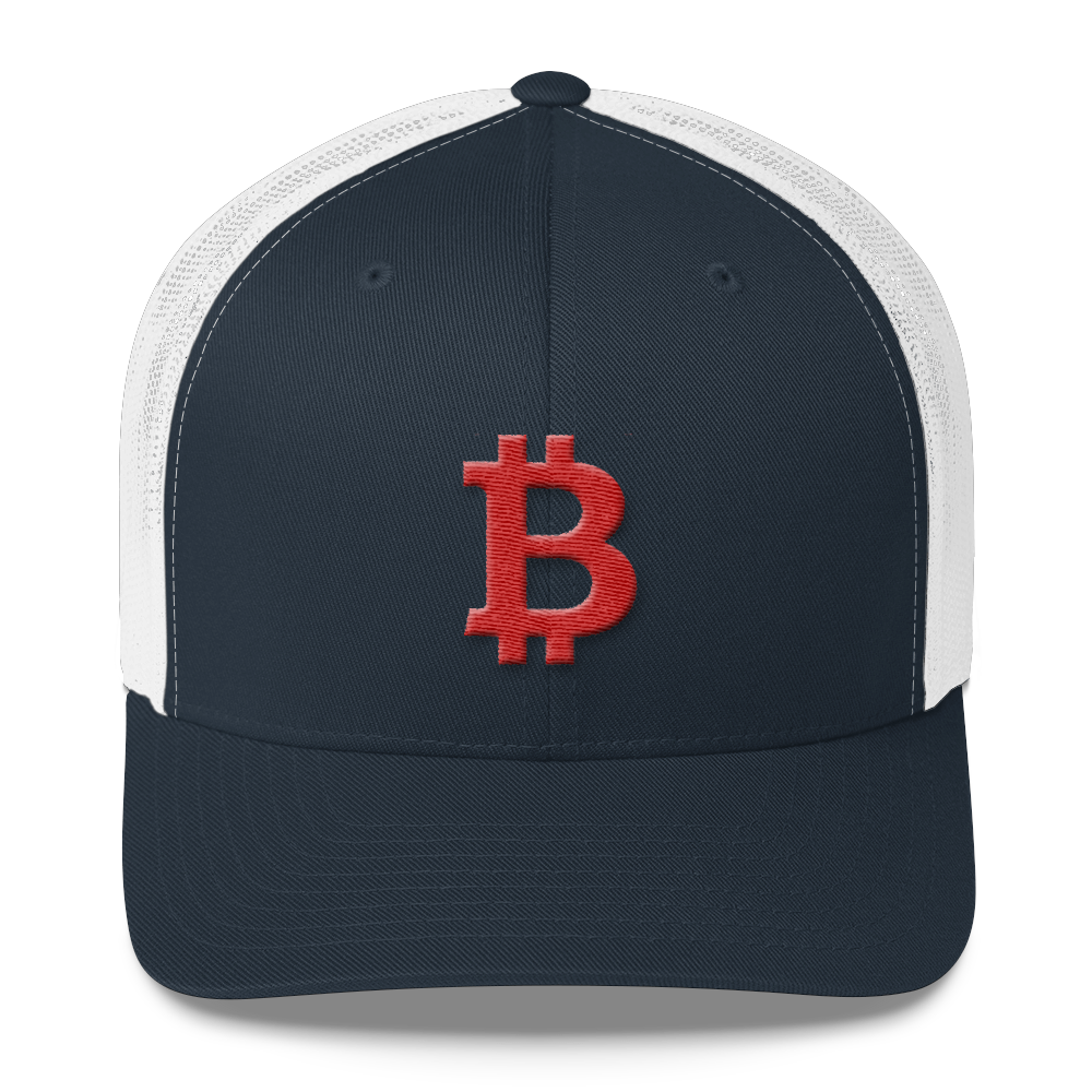 Bitcoin B Trucker Cap Red  zeroconfs Navy/ White  