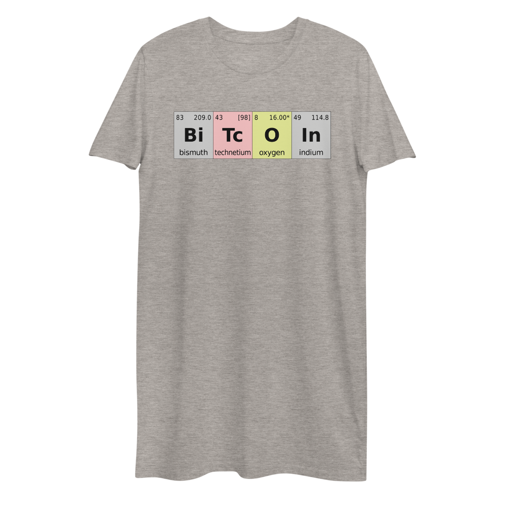 Bitcoin Periodic Table Premium T-Shirt Dress  zeroconfs Heather Grey XS 