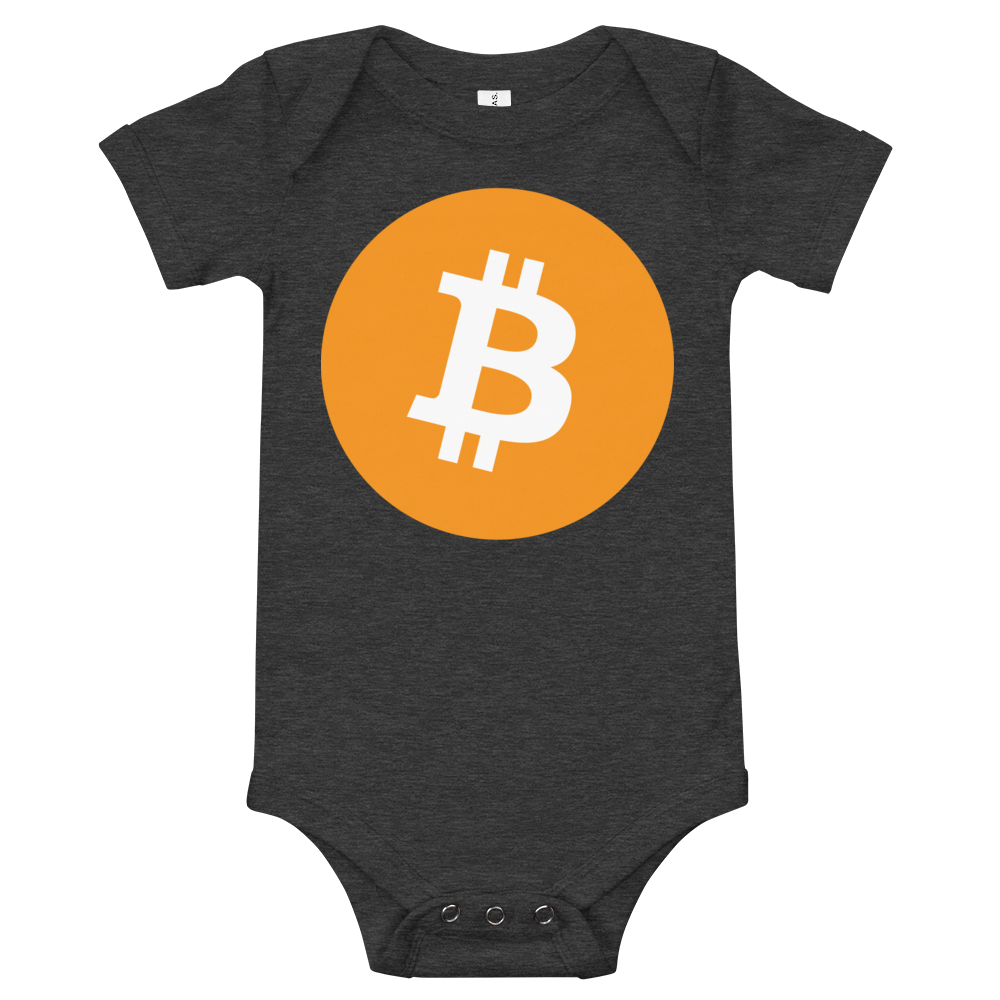 Bitcoin Core Baby Bodysuit  zeroconfs Dark Grey Heather 3-6m 