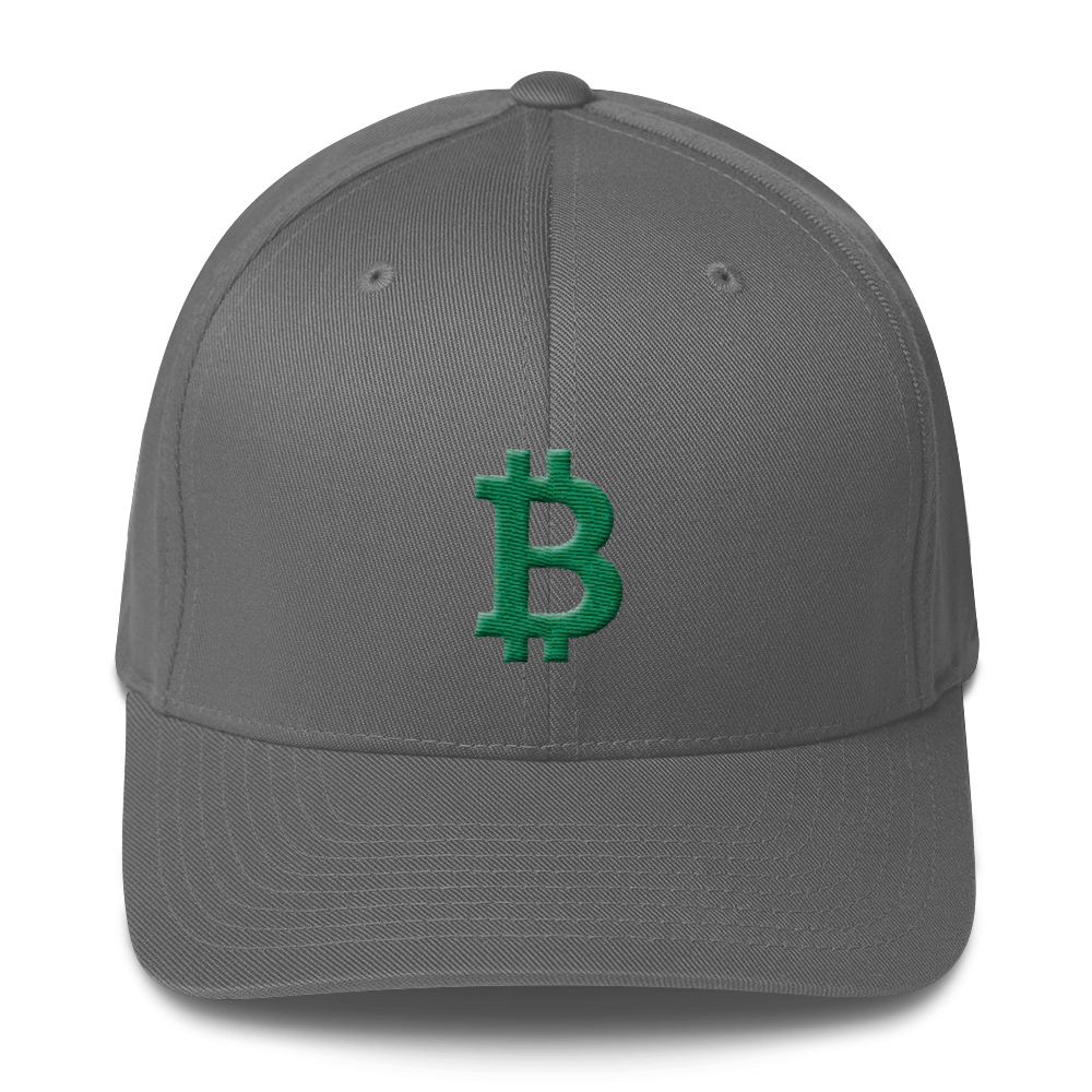 Bitcoin B Flexfit Cap Green  zeroconfs Grey S/M 