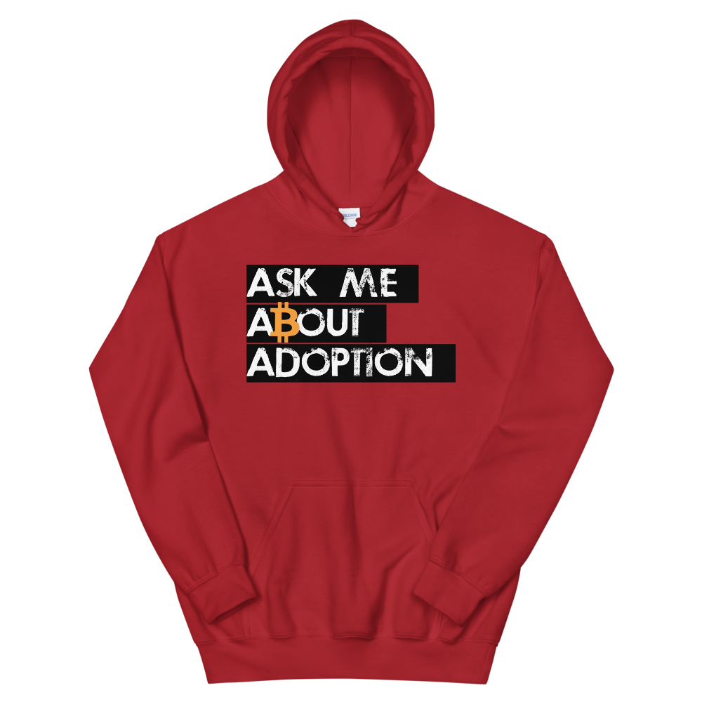Ask Me About Adoption Bitcoin Hooded Sweatshirt  zeroconfs Red S 