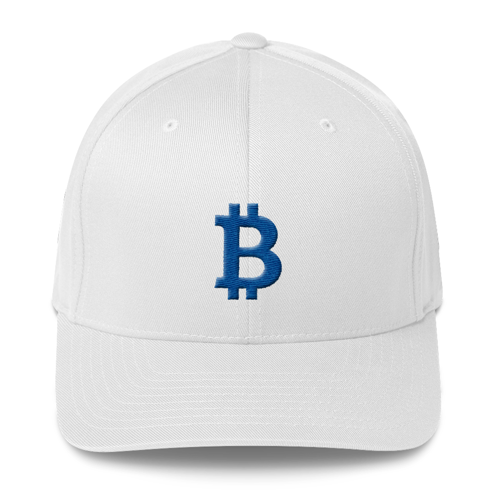 Bitcoin B Flexfit Cap Blue  zeroconfs White S/M 