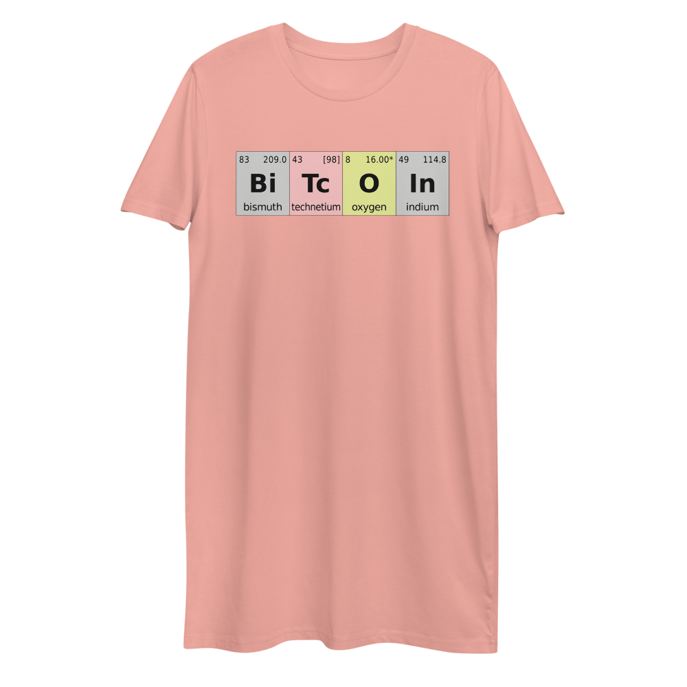 Bitcoin Periodic Table Premium T-Shirt Dress  zeroconfs Canyon Pink XS 