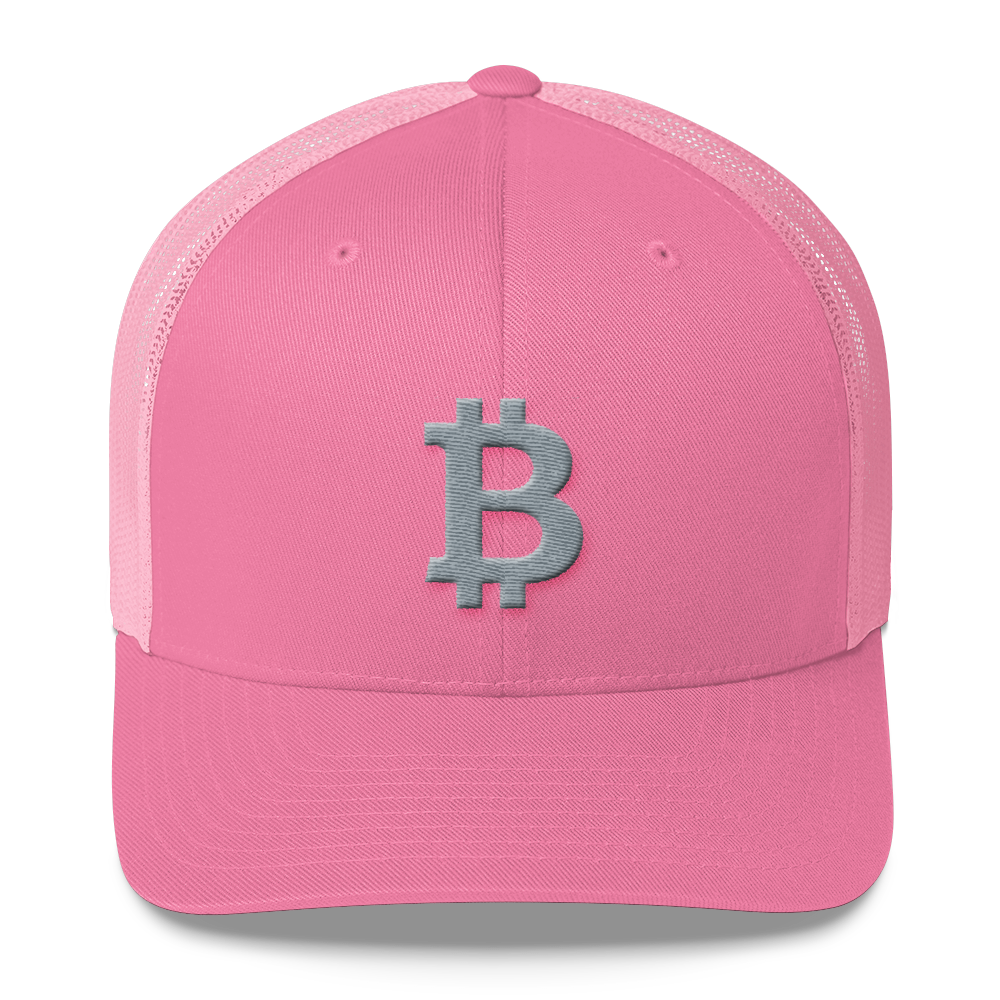 Bitcoin B Trucker Cap Gray  zeroconfs Pink  