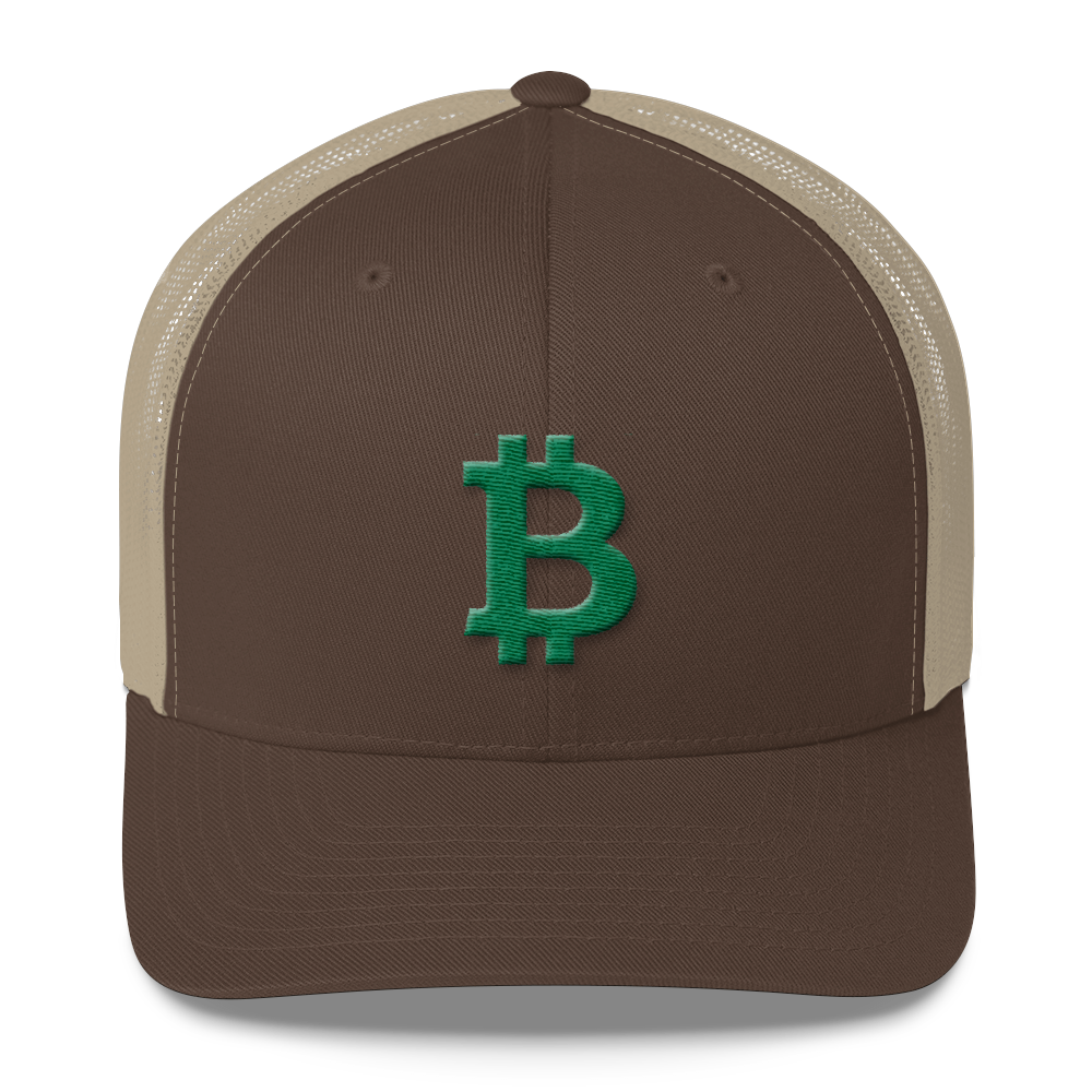 Bitcoin B Trucker Cap Green  zeroconfs Brown/ Khaki  