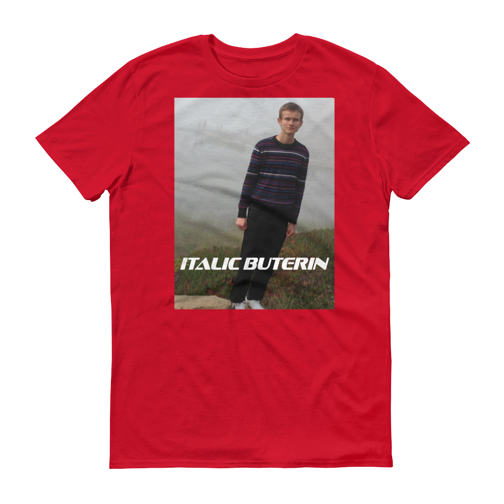 Italic Buterin Ethereum Short-Sleeve T-Shirt  zeroconfs Red S 