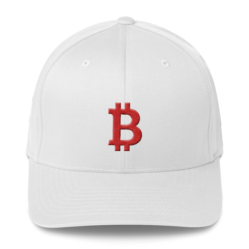 Bitcoin B Flexfit Cap Red  zeroconfs White S/M 