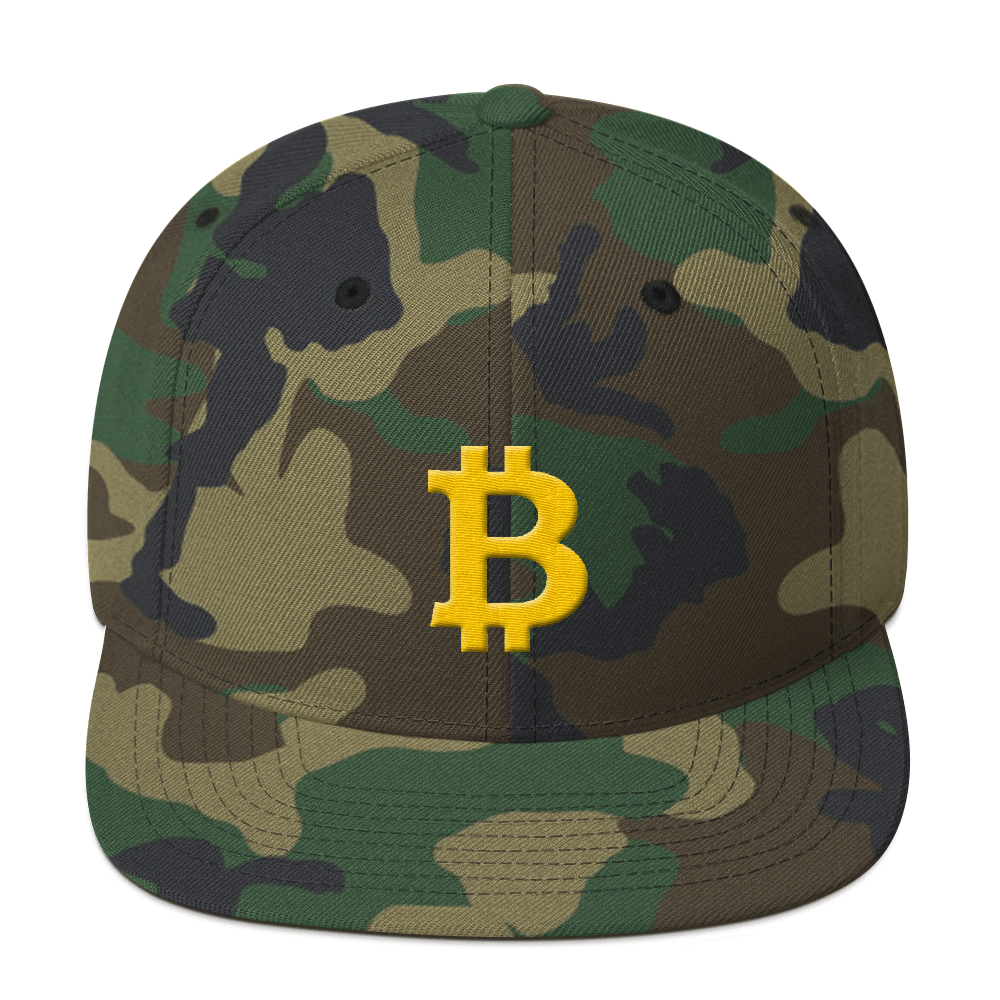 Bitcoin B Snapback Hat  zeroconfs Green Camo  