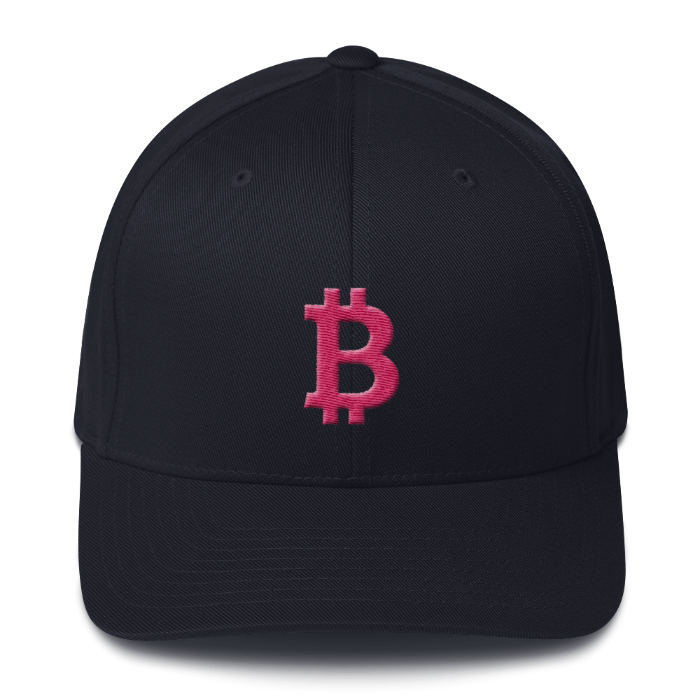 Bitcoin B Flexfit Cap Pink  zeroconfs Dark Navy S/M 