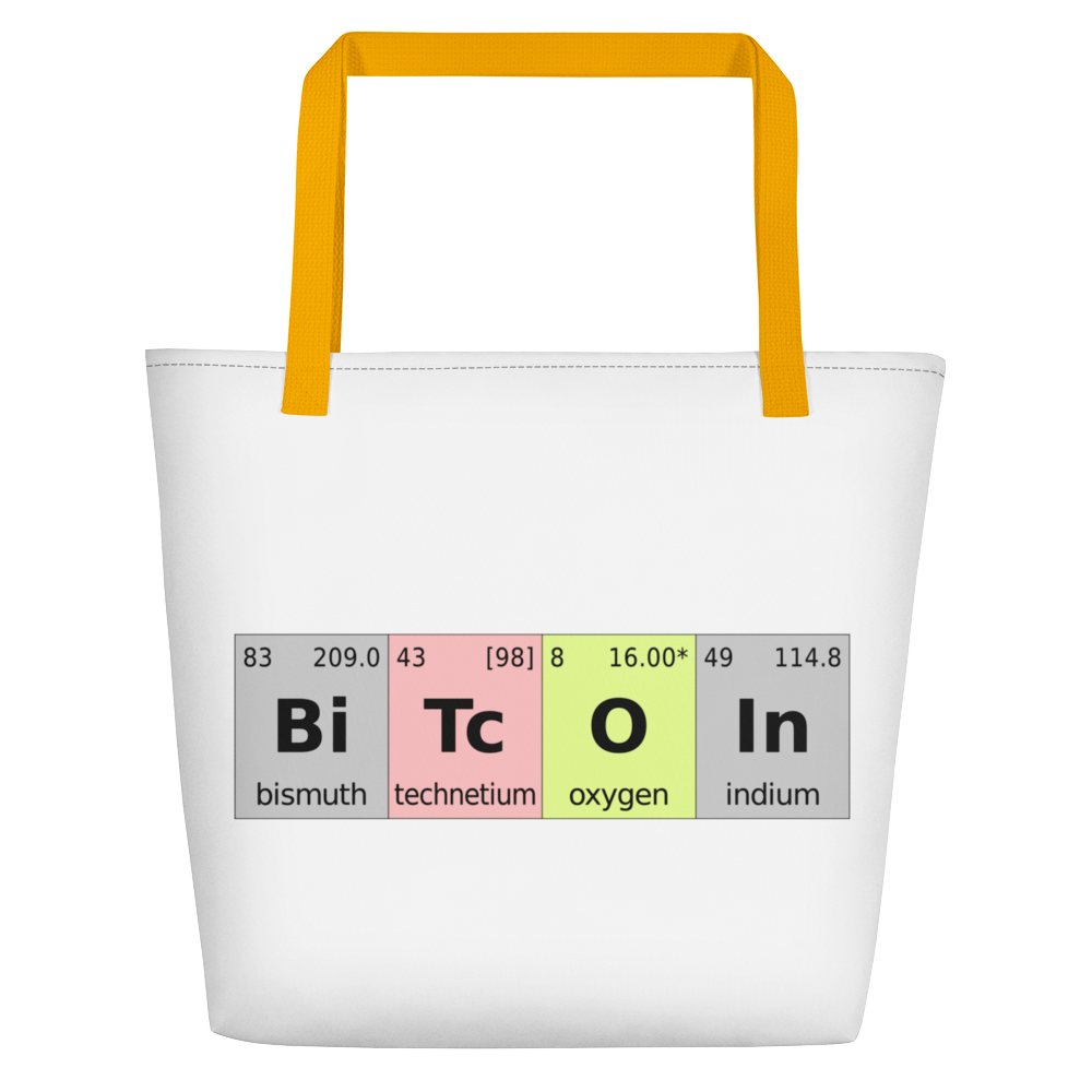 Bitcoin Periodic Table White Beach Bag  zeroconfs   