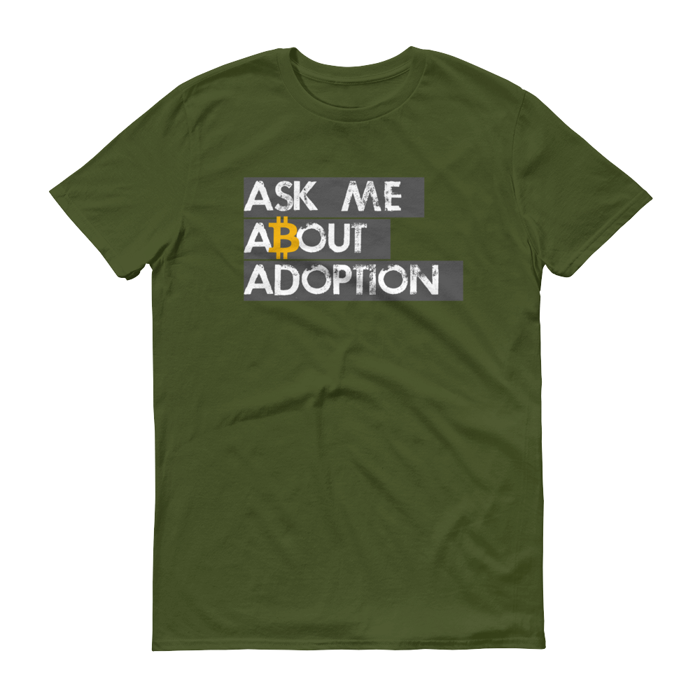 Ask Me About Adoption Bitcoin Short-Sleeve T-Shirt  zeroconfs City Green S 
