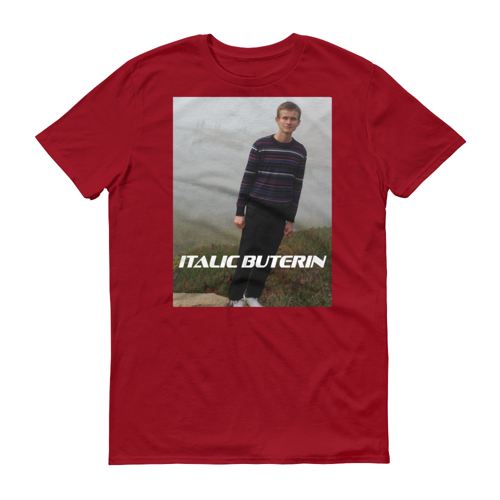 Italic Buterin Ethereum Short-Sleeve T-Shirt  zeroconfs Independence Red S 