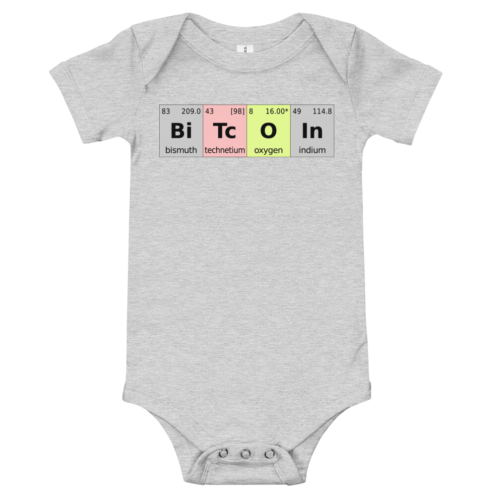 Bitcoin Periodic Table Baby Bodysuit  zeroconfs Athletic Heather 3-6m 