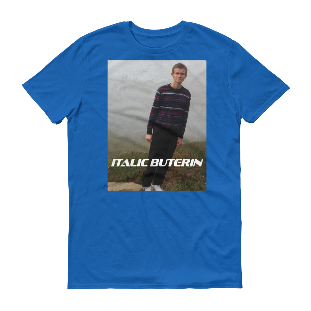 Italic Buterin Ethereum Short-Sleeve T-Shirt  zeroconfs Royal Blue S 