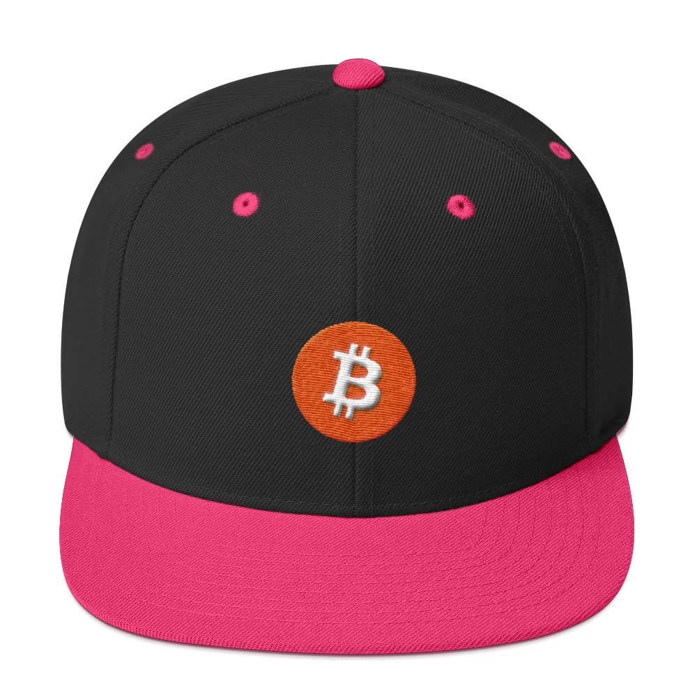 Bitcoin Core Snapback Hat  zeroconfs Black/ Neon Pink  