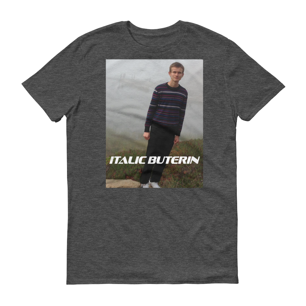 Italic Buterin Ethereum Short-Sleeve T-Shirt  zeroconfs Heather Dark Grey S 