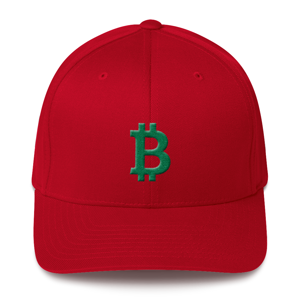 Bitcoin B Flexfit Cap Green  zeroconfs Red S/M 