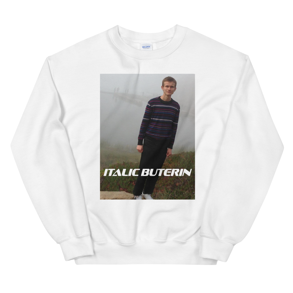 Italic Buterin Ethereum Sweatshirt  zeroconfs White S 