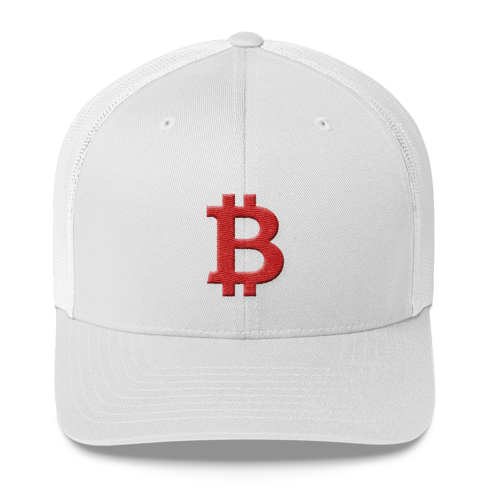 Bitcoin B Trucker Cap Red  zeroconfs White  