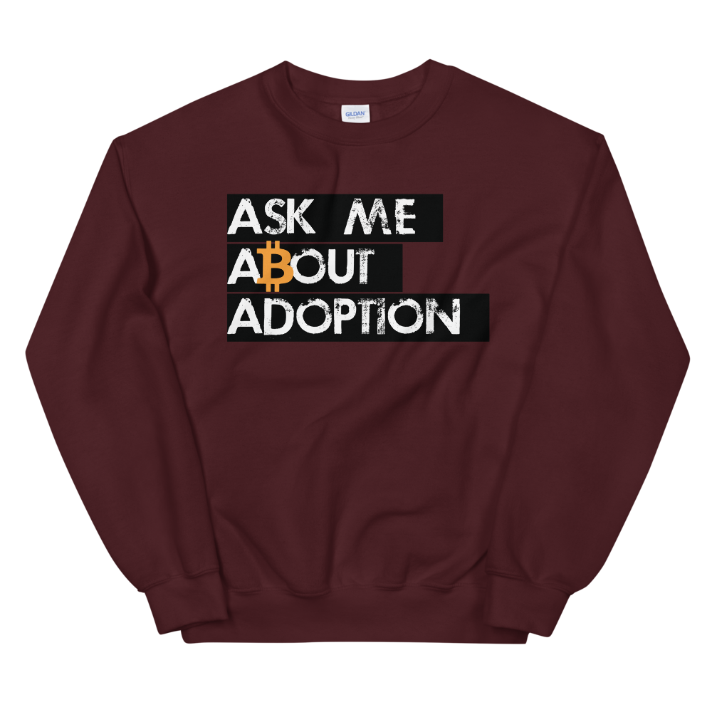 Ask Me About Adoption Bitcoin Sweatshirt  zeroconfs Maroon S 