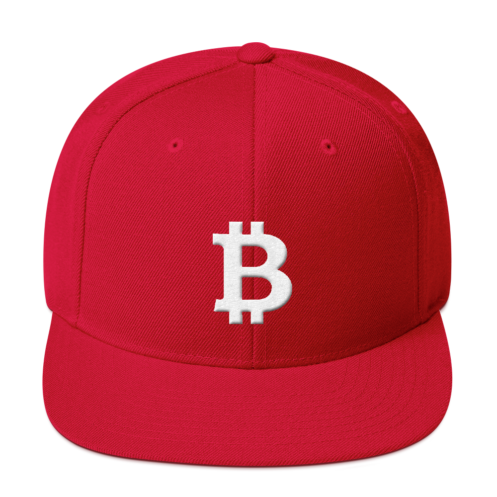 Bitcoin B Snapback Hat White  zeroconfs Red  