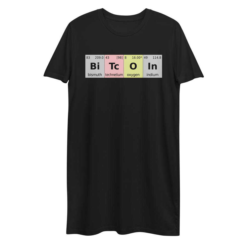 Bitcoin Periodic Table Premium T-Shirt Dress  zeroconfs Black XS 