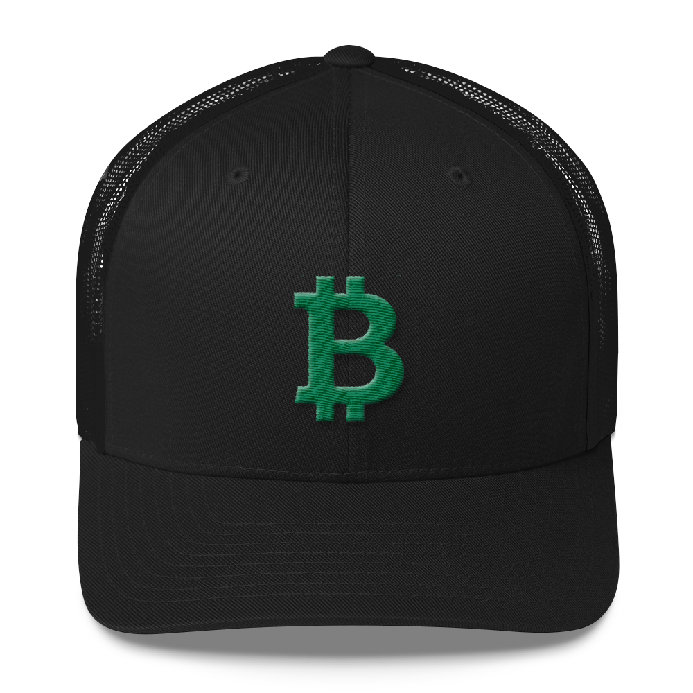 Bitcoin B Trucker Cap Green  zeroconfs Black  