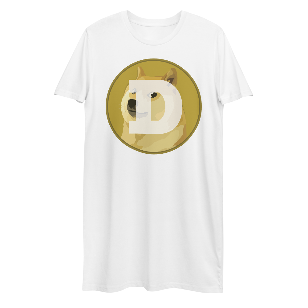 Dogecoin Premium T-Shirt Dress  zeroconfs White XS 